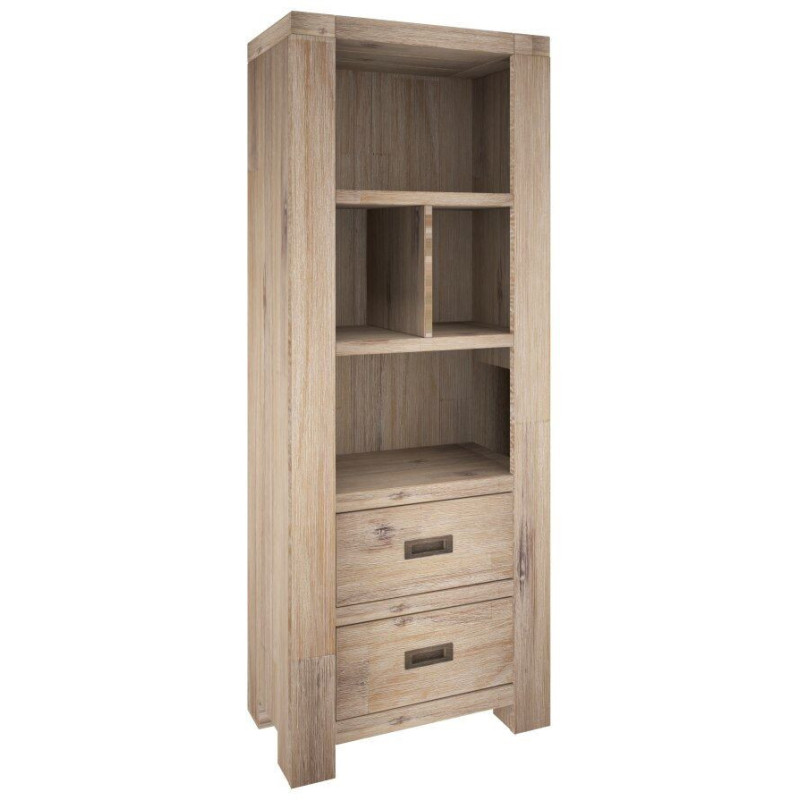 VI Batemans Bay Acacia Solid & Veneer Bookshelf 2 Drawers Ash Finish
