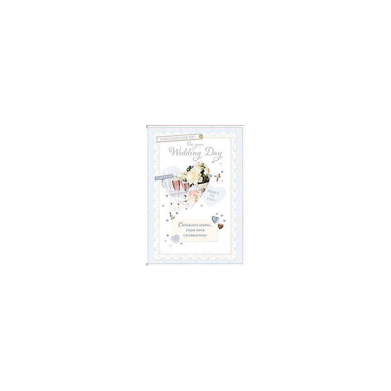 Wedding Heart with Champagne Glasses Greeting Card