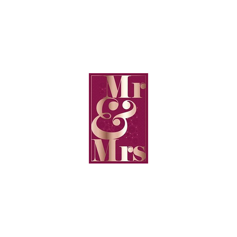 Wedding Mr and Mrs Text on Raspberry Greeting Card