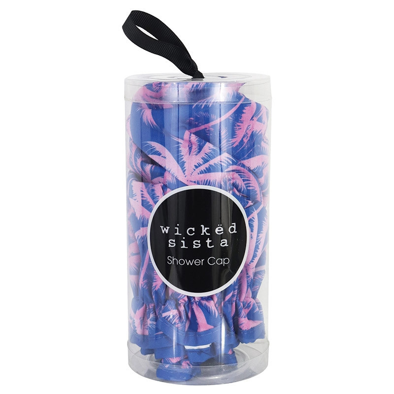 Wicked Sista Shower Cap In Gift Cylinder Bahama Palms
