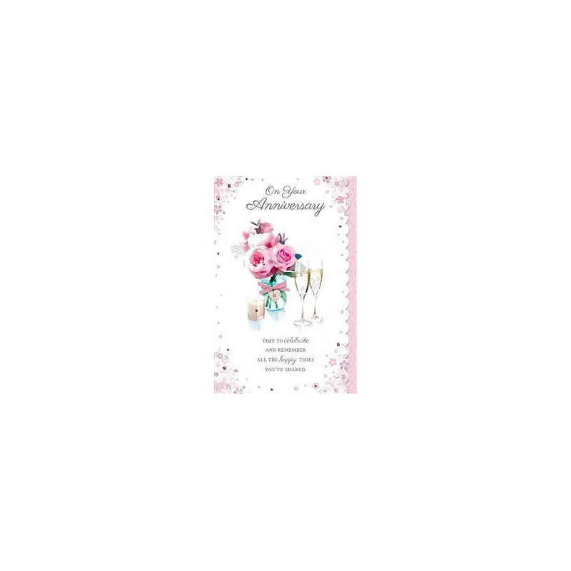 Your Anniversary Flowers and Champagne Greeting Card