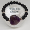Amethyst Heart with Black Lava Bracelet