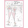 25th Anniversary Two Champagne Flutes Greeting Card