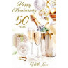 50th Anniversary Glasses Present Rings Greeting Card