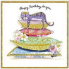 Blue Cat on Luxurious Cushions Greeting Card Artisan