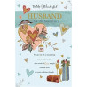 Anniv Husband Birds Sitting on Heart and Champagne Greeting Card