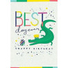 Birthday Kids Male Croc Wearing Crown and Present Greeting Card Tiny Friends